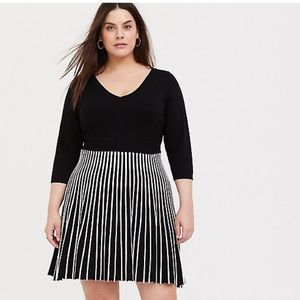 Torrid Black & White Sweater Mini-Skater Dress